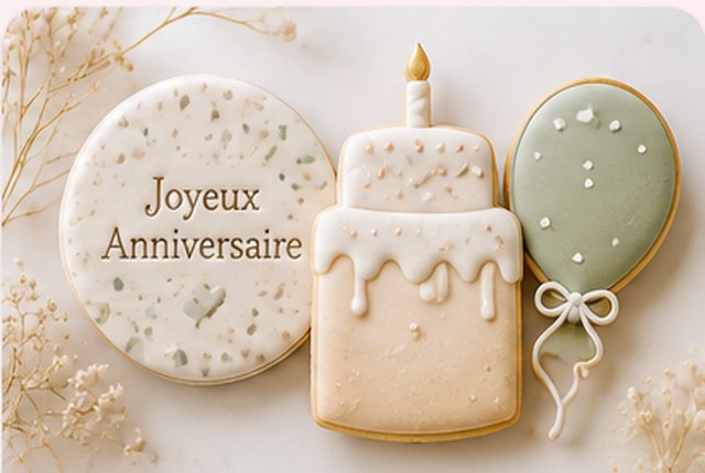 Biscuits d'anniversaire personnalisés gâteau et ballon