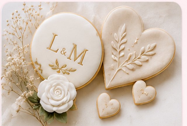 Biscuits personnalisés de mariage aux initiales des mariés