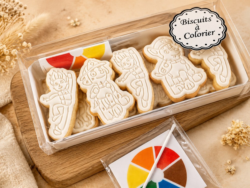 Biscuits en pâte à sucre à colorier aux feutres alimentaires