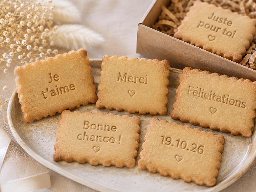 Biscuits sablés avec un message gravé